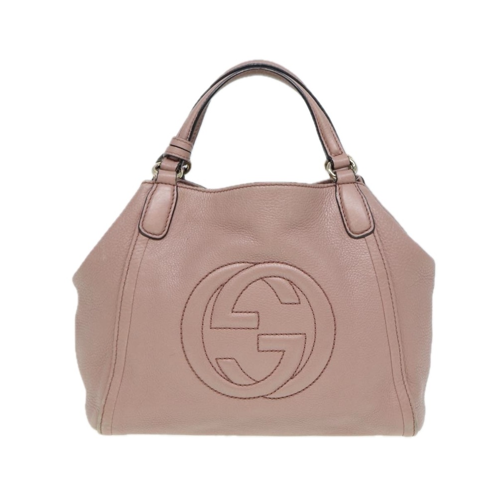GUCCI Soho Hand Bag Leather 2way Gold Pink 336751 Auth am6760 - Picture 2 of 16